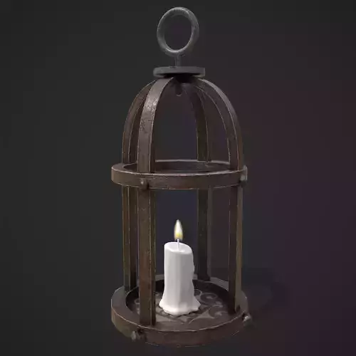 Elegant Wooden Lantern  Low-poly 3D model