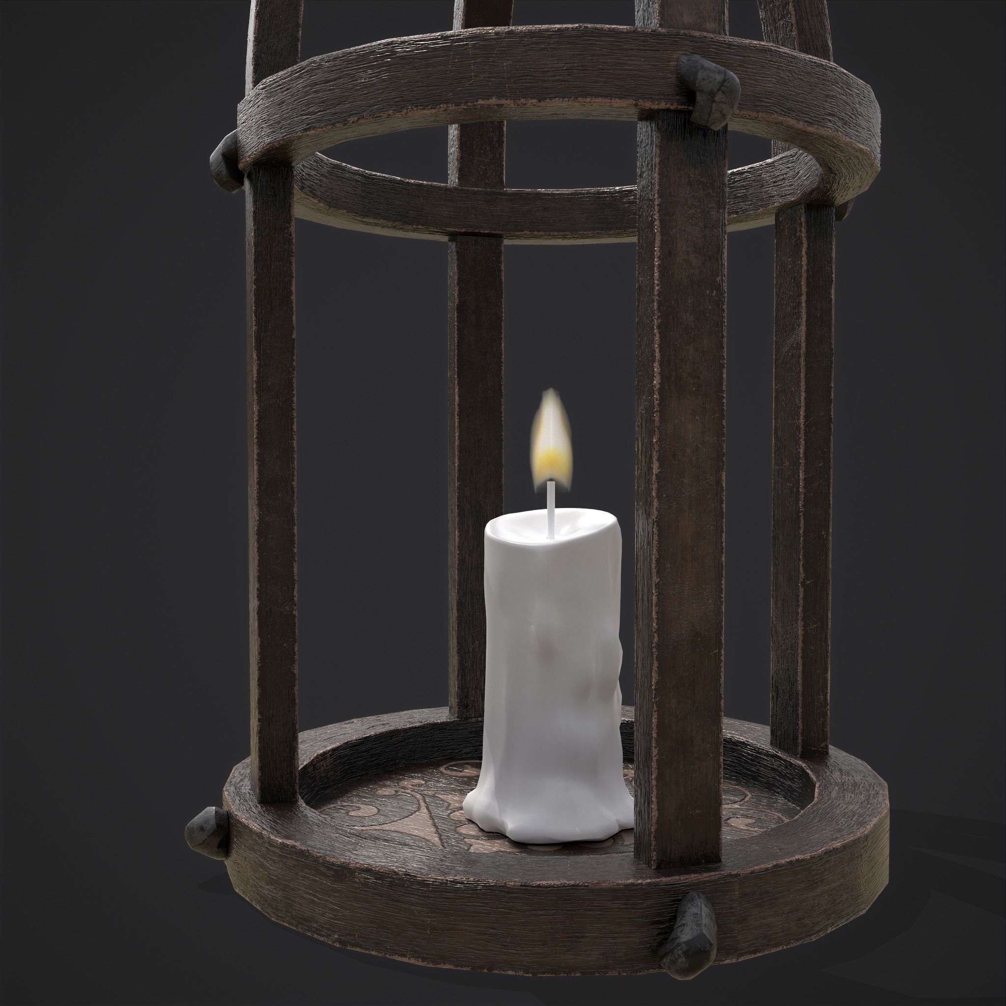 Elegant Wooden Lantern  Low-poly 3D model_18