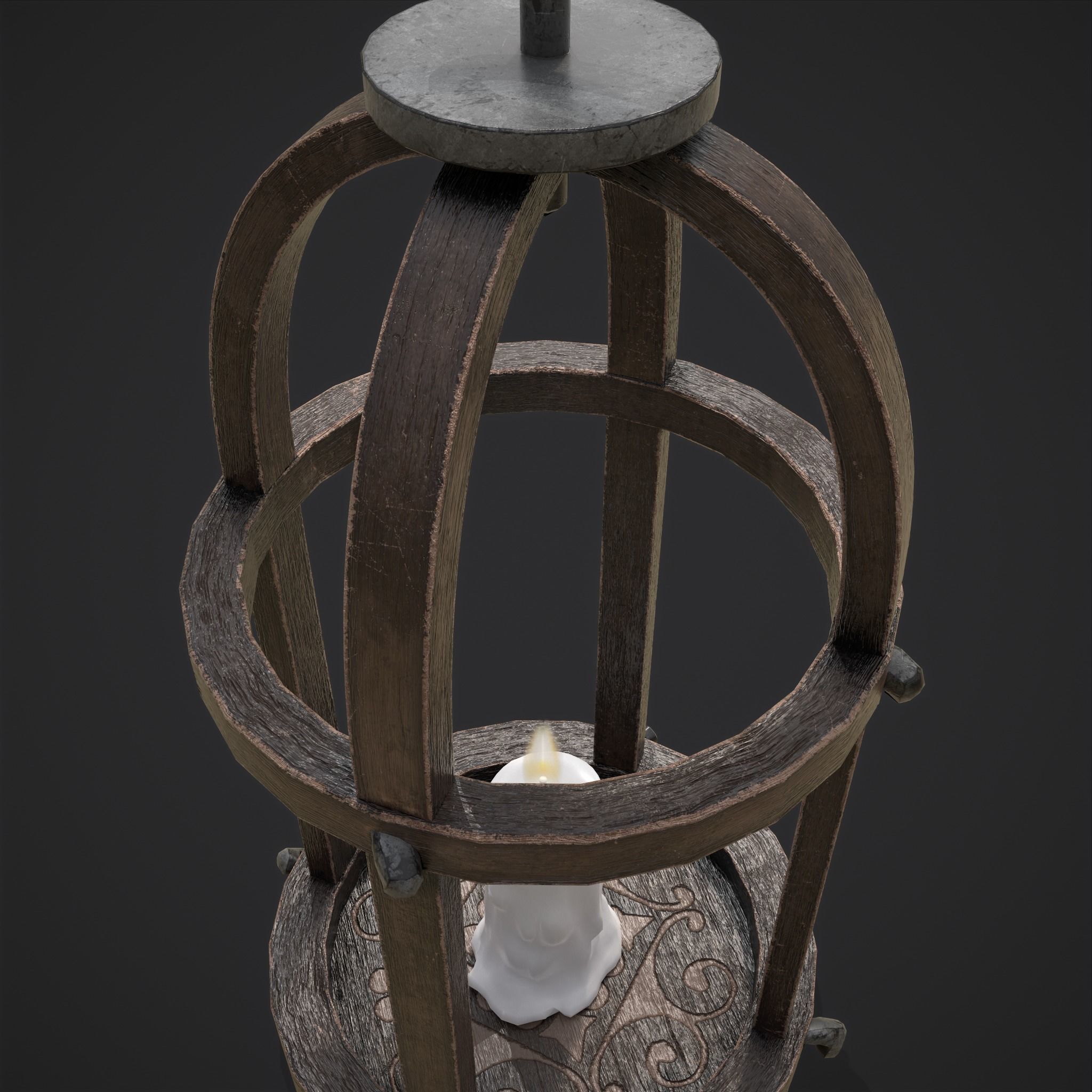 Elegant Wooden Lantern  Low-poly 3D model_22