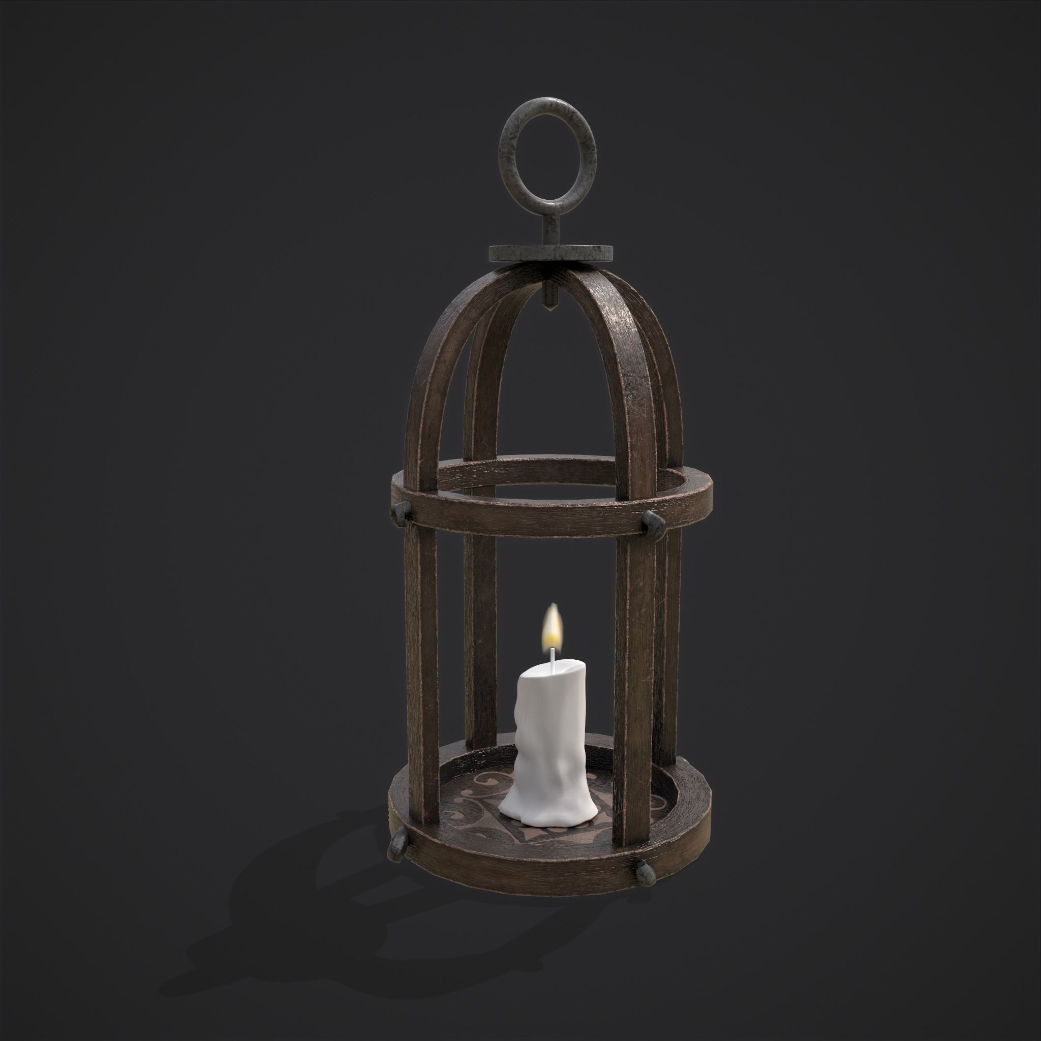 Elegant Wooden Lantern  Low-poly 3D model_24
