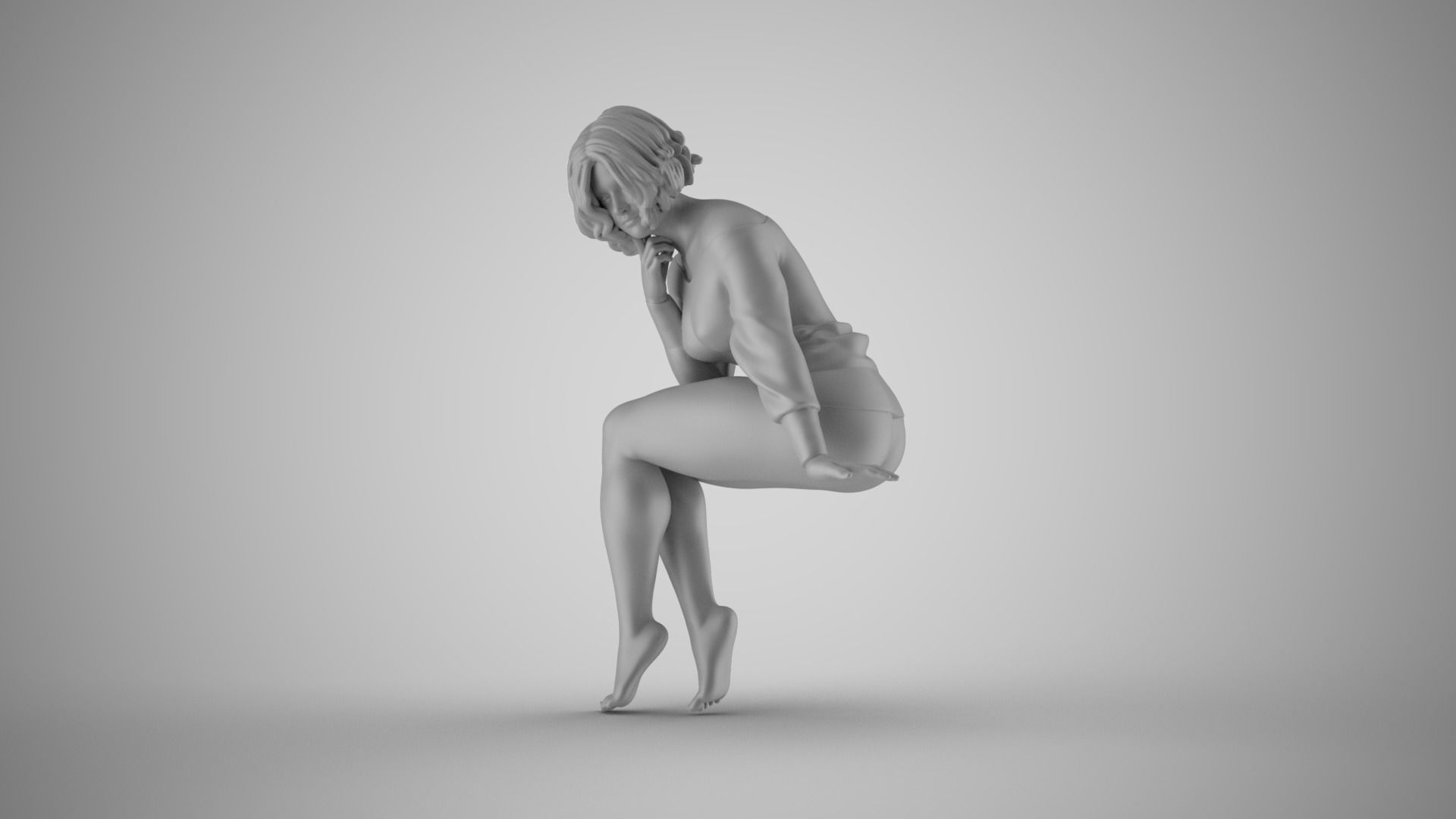 Girl Plunge into Memories 3D print model_1