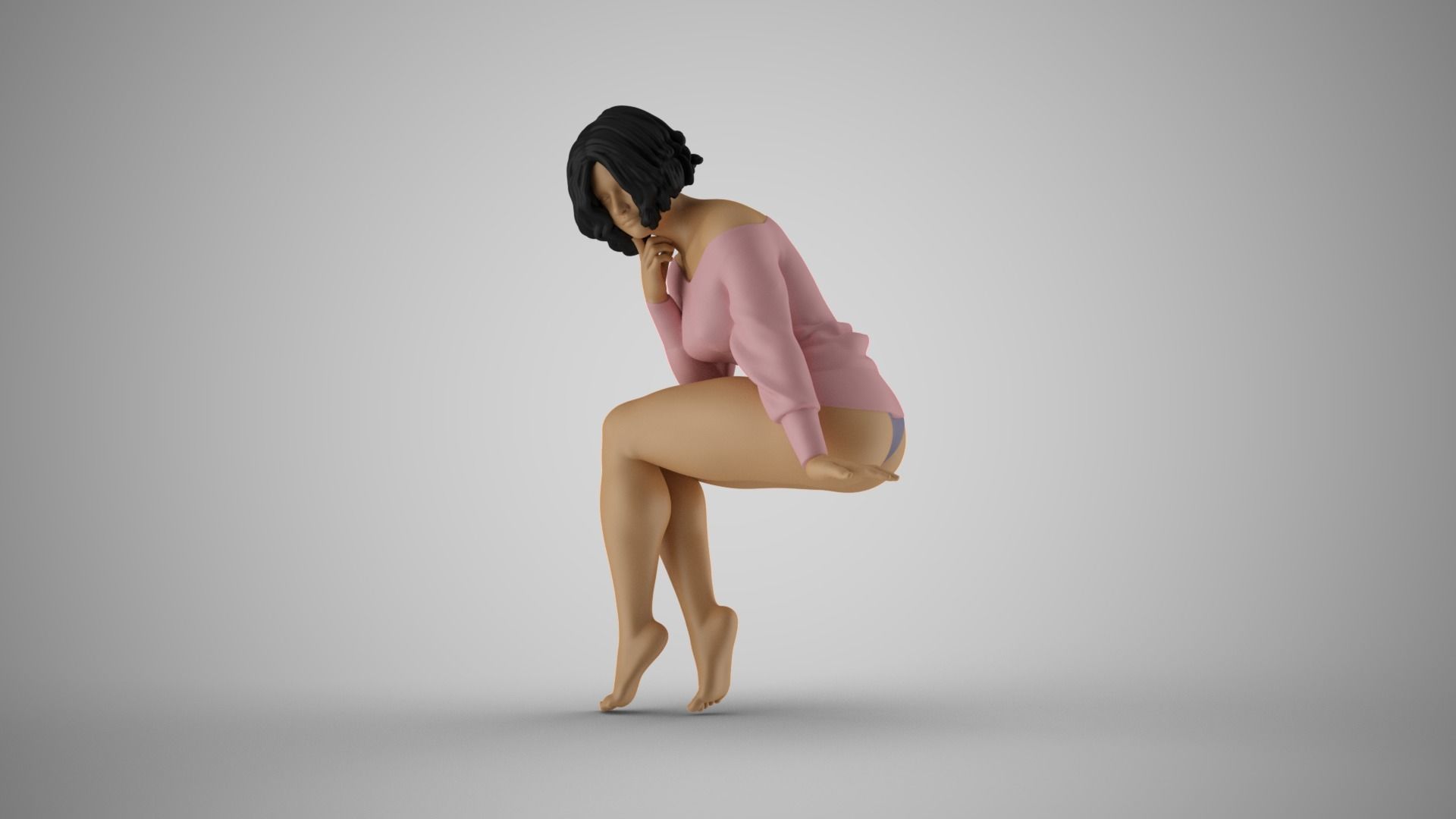 Girl Plunge into Memories 3D print model_10