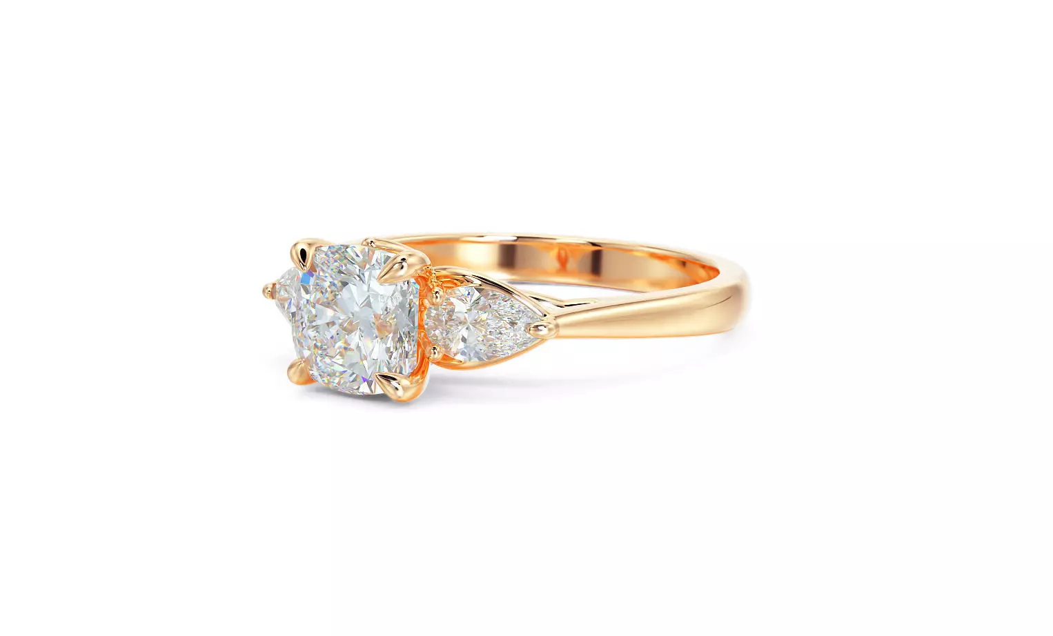 Triple gold engagement ring 3D print model