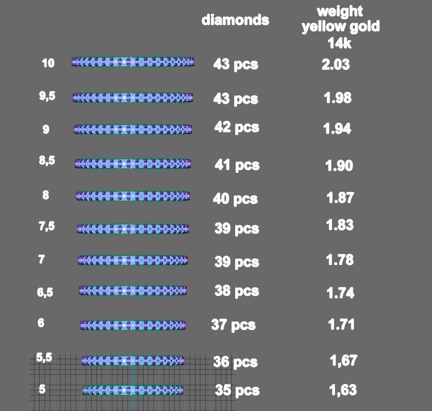 1 row diamond eternity ring with stones 3D print model_1