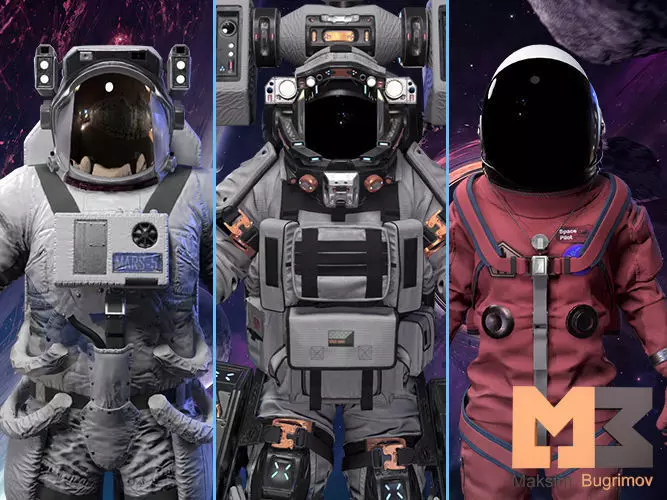Astronauts Pack Low-poly 3D model_0