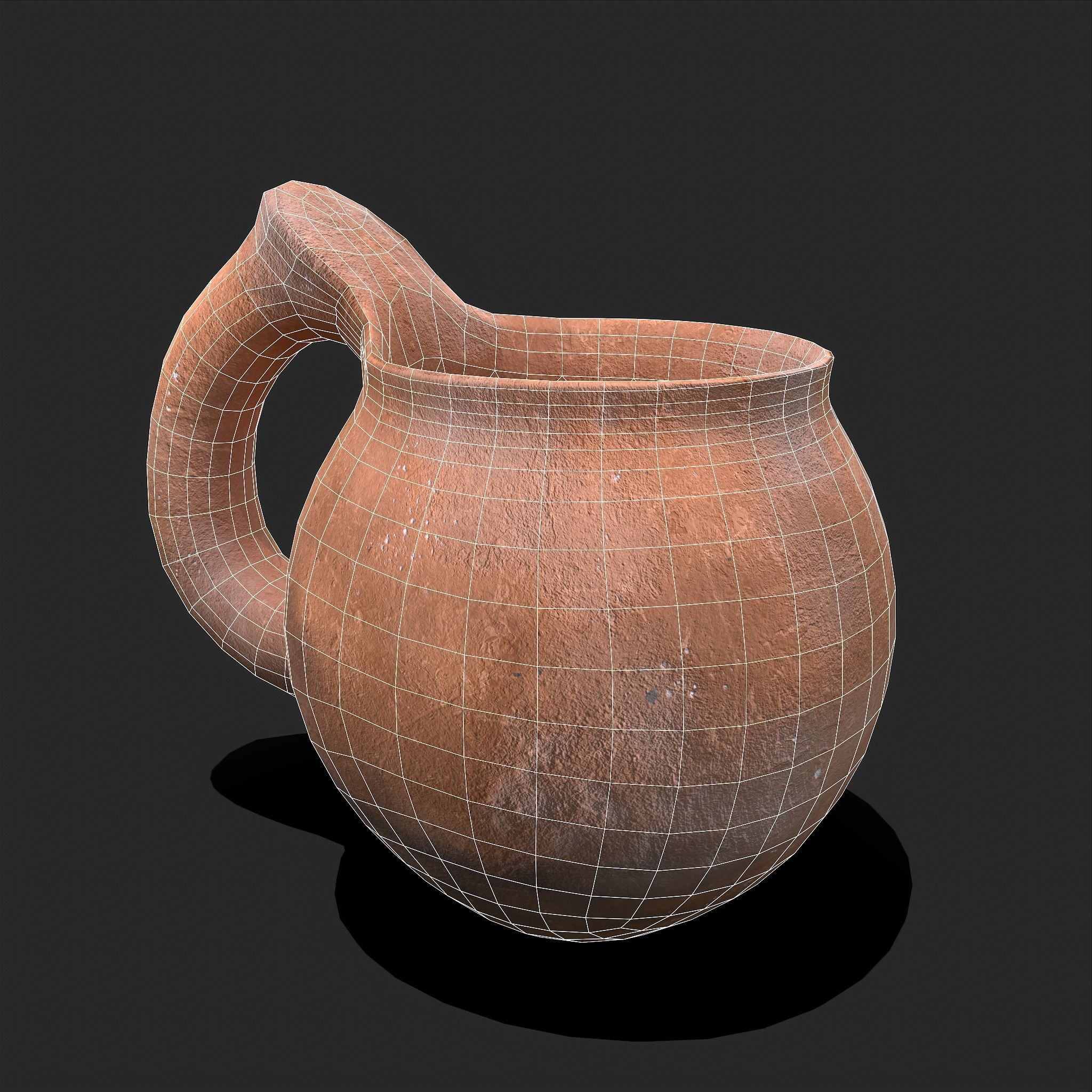 Medieval Clay Cup Low-poly 3D model_2