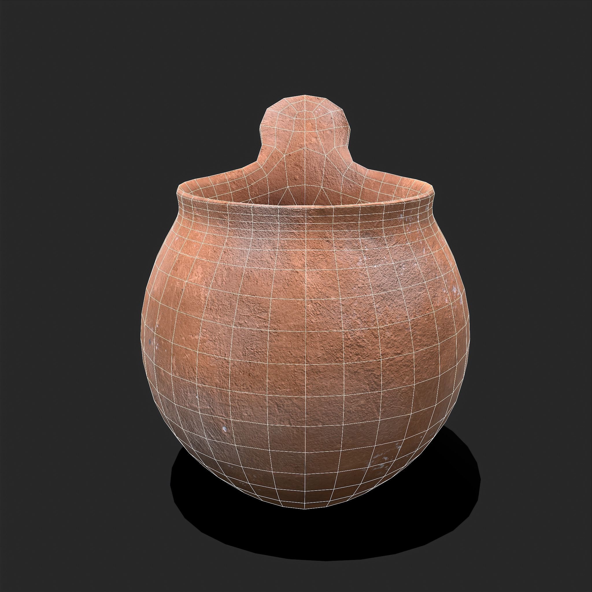 Medieval Clay Cup Low-poly 3D model_4