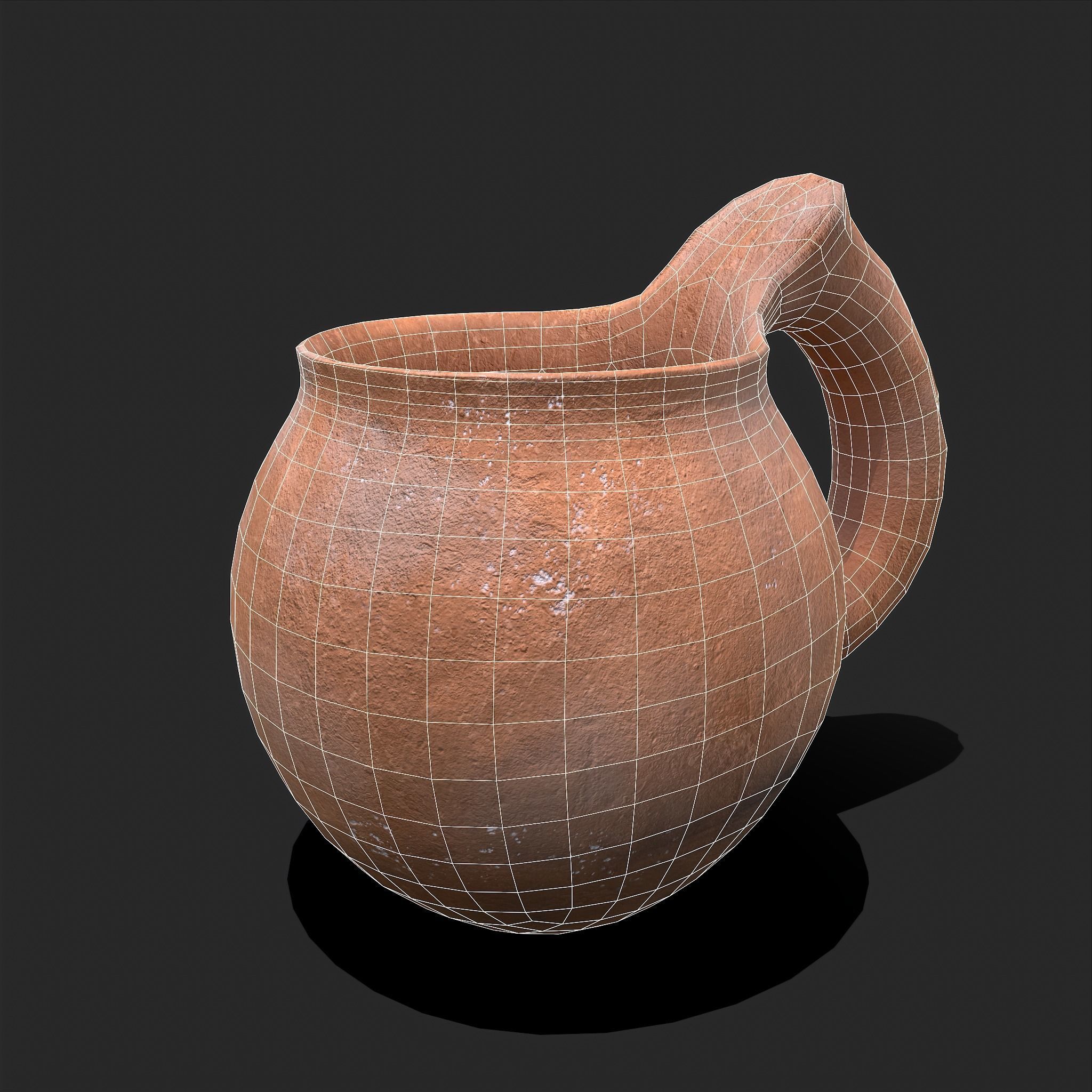 Medieval Clay Cup Low-poly 3D model_6