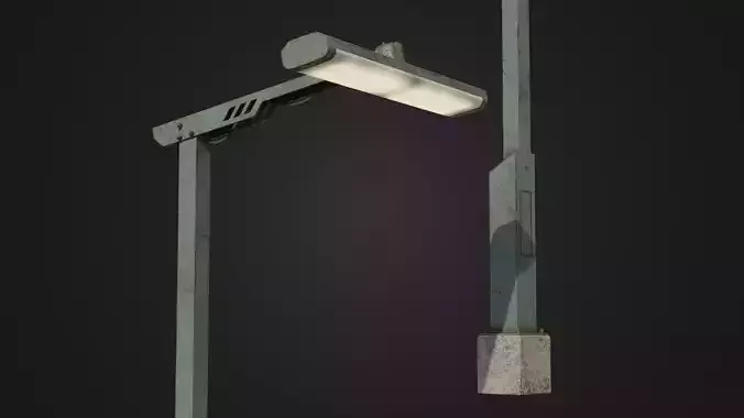 Old Retro Futuristic Street Light  Low-poly 3D model