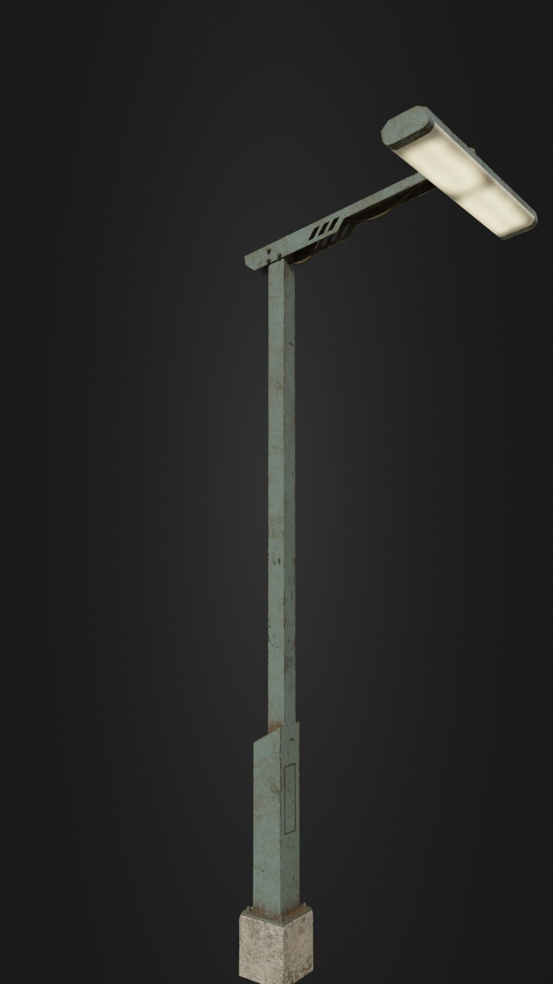 Old Retro Futuristic Street Light  Low-poly 3D model_7