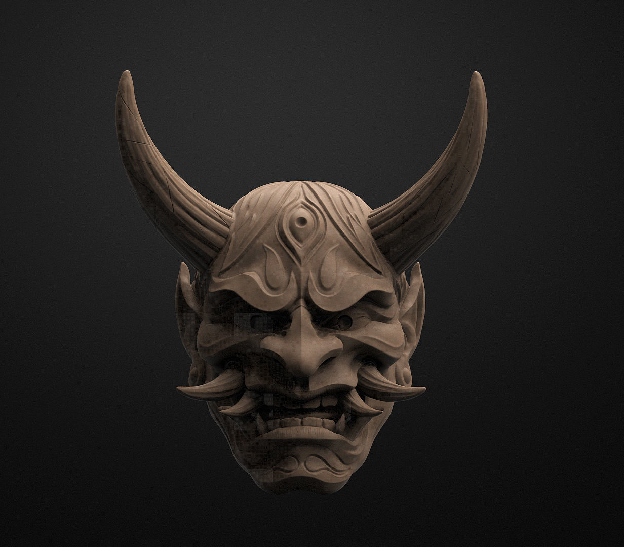 Hannya Mask Pendant Magnet 7 Oni Mask Samurai Mask 3D print model_8
