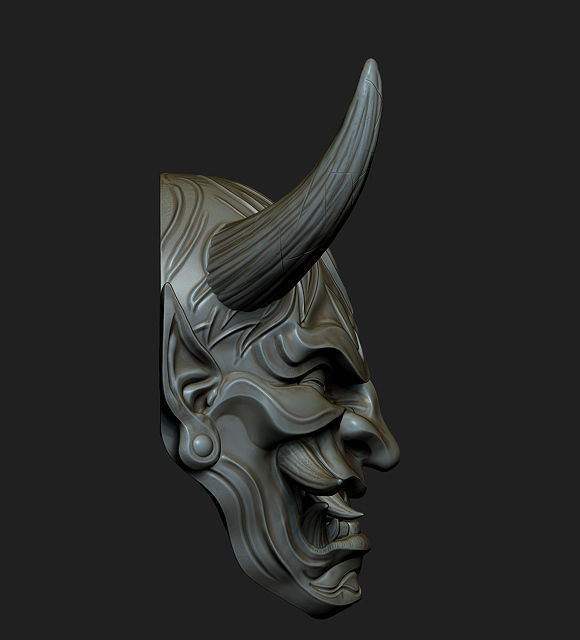 Hannya Mask Pendant Magnet 7 Oni Mask Samurai Mask 3D print model_4