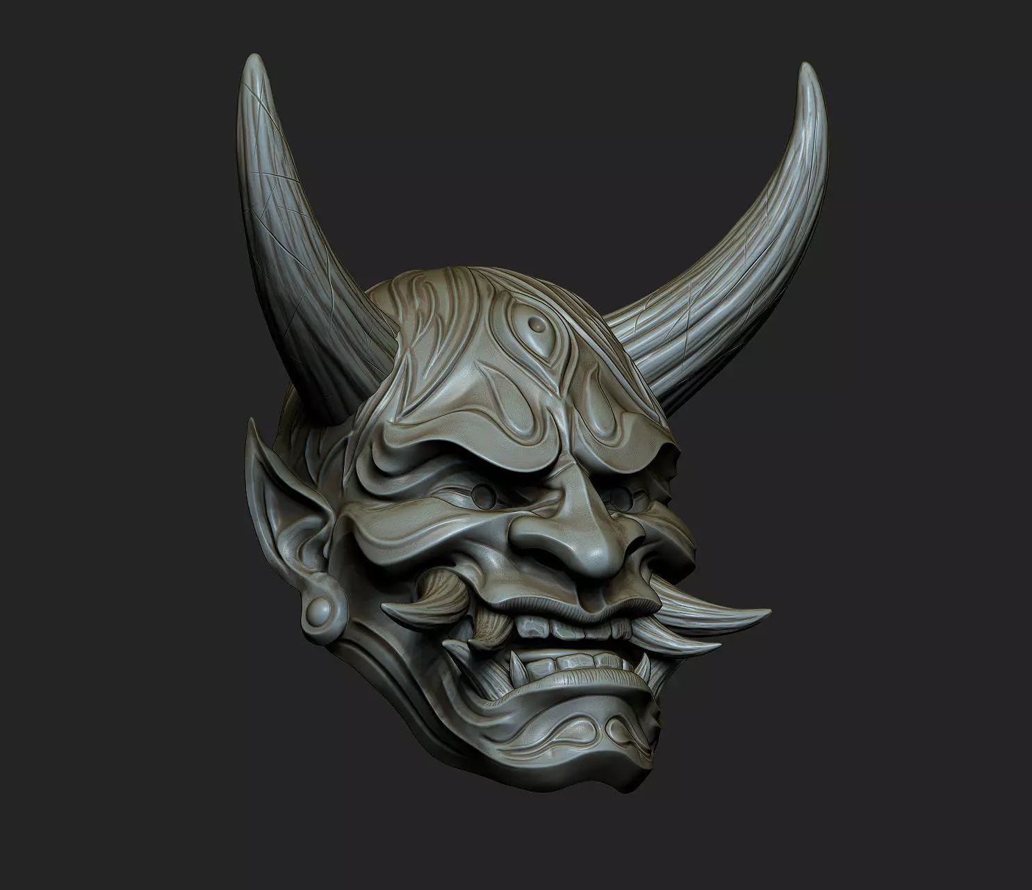 Hannya Mask Pendant Magnet 7 Oni Mask Samurai Mask 3D print model_0