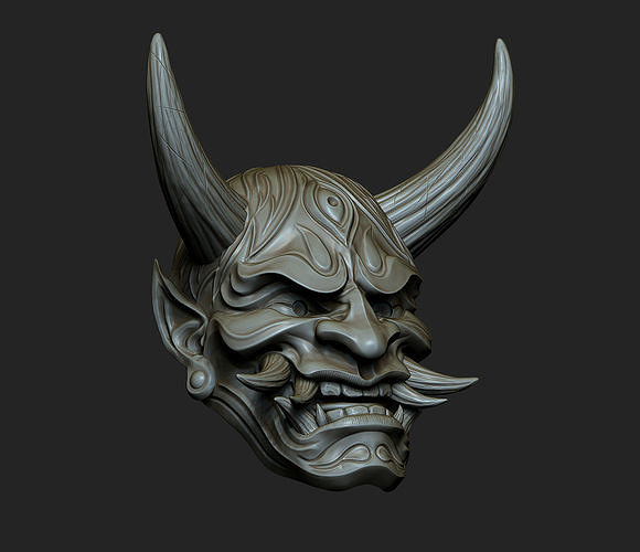 Hannya Mask Pendant Magnet 7 Oni Mask Samurai Mask 3D print model