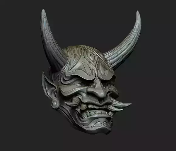 Hannya Mask Pendant Magnet 7 Oni Mask Samurai Mask 3D print model