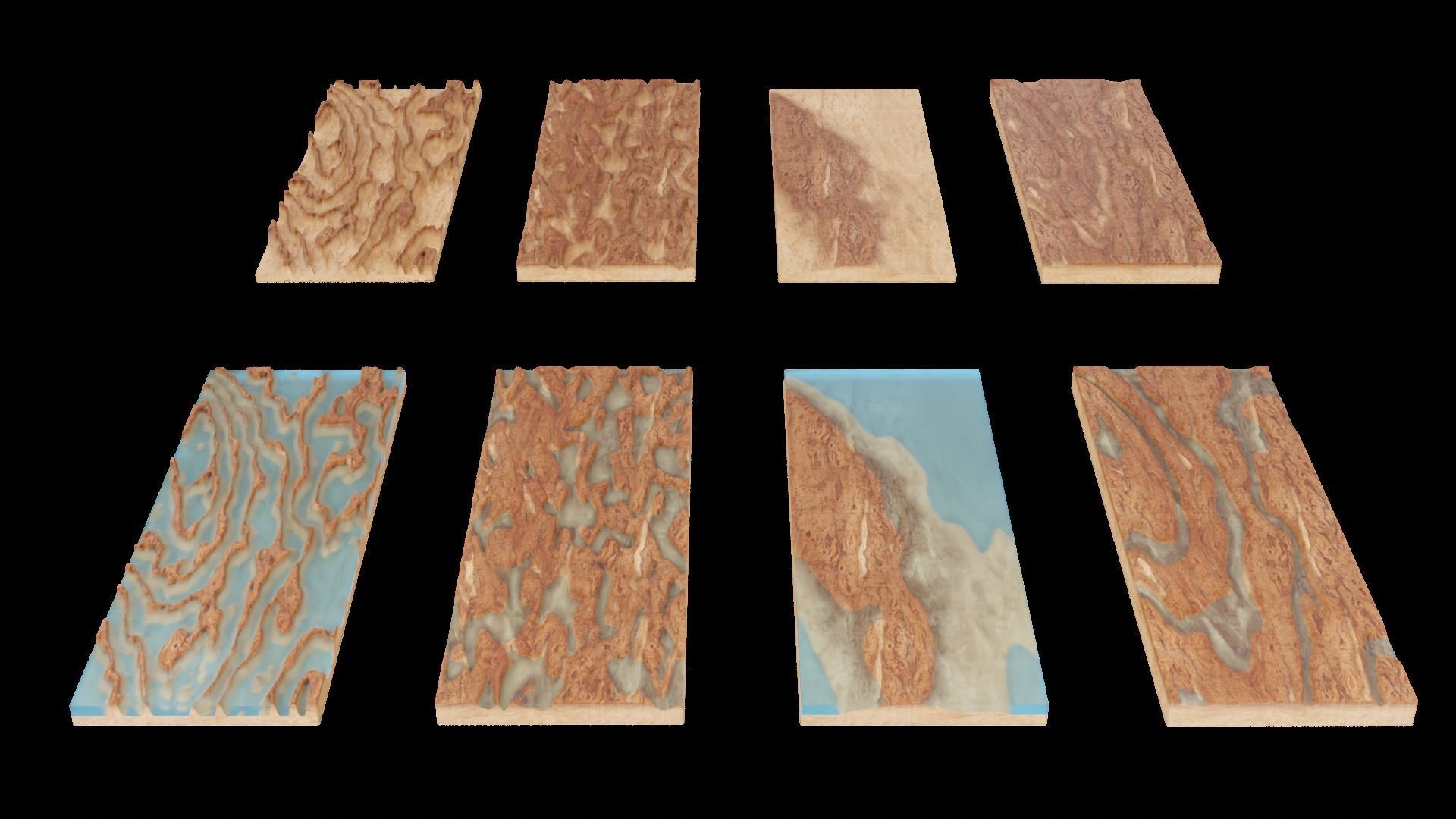 Resin Wood Table Panel modern abstract style 3D model_11