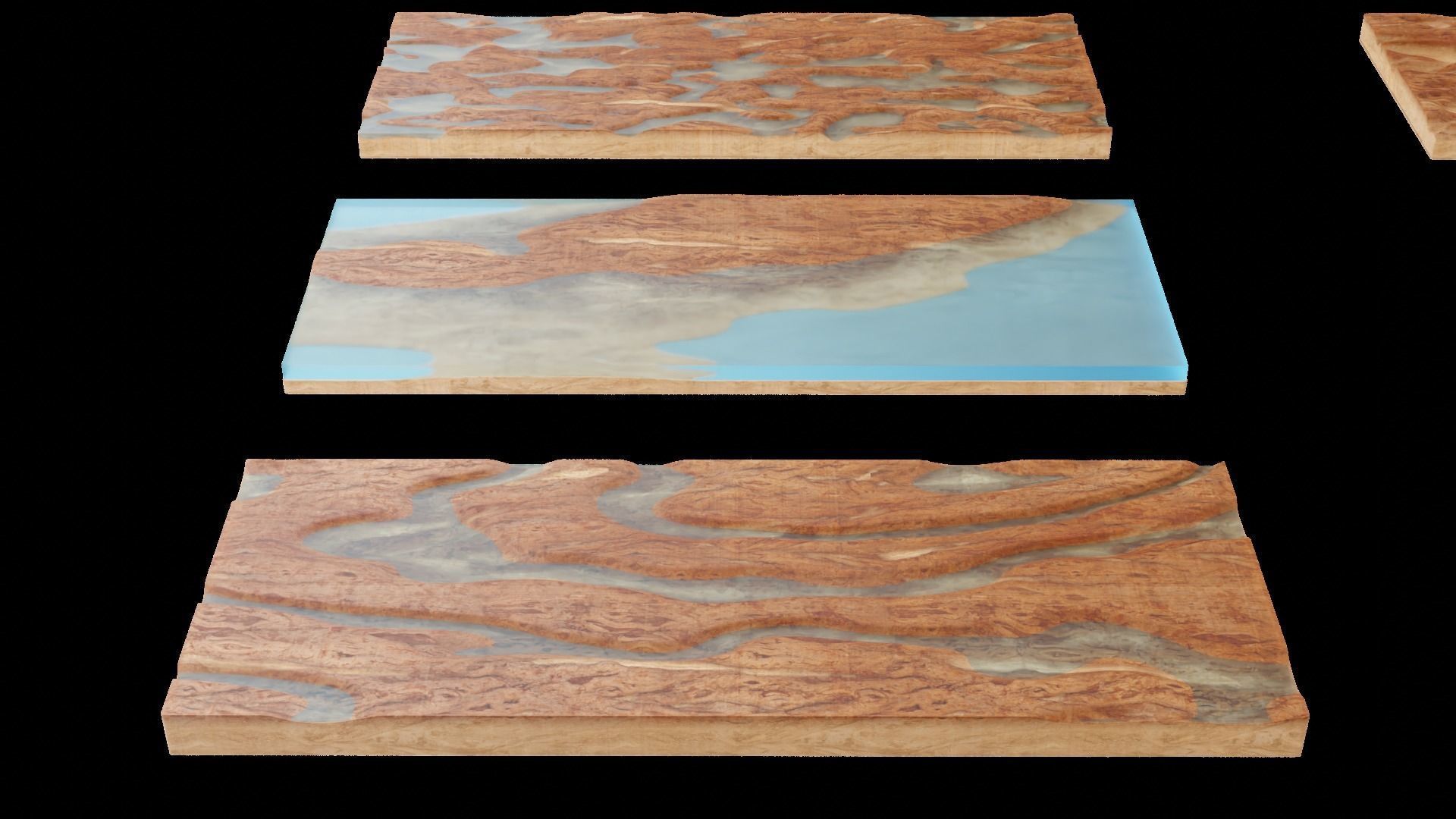 Resin Wood Table Panel modern abstract style 3D model_5