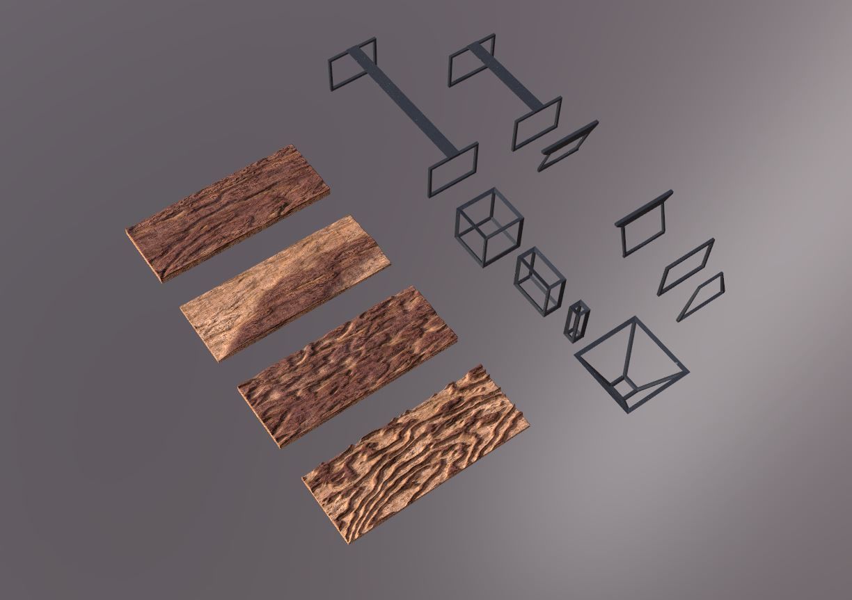 Resin Wood Table Panel modern abstract style 3D model_27