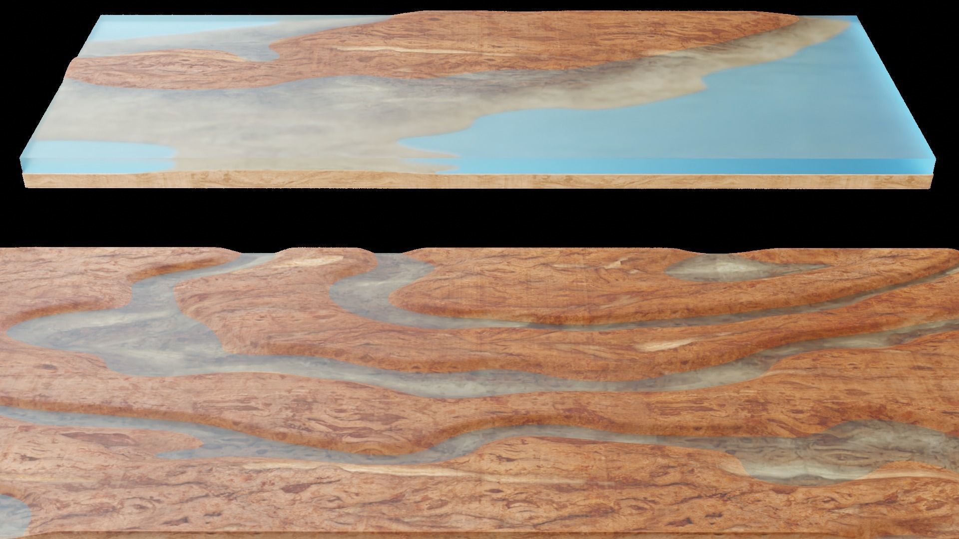 Resin Wood Table Panel modern abstract style 3D model_1