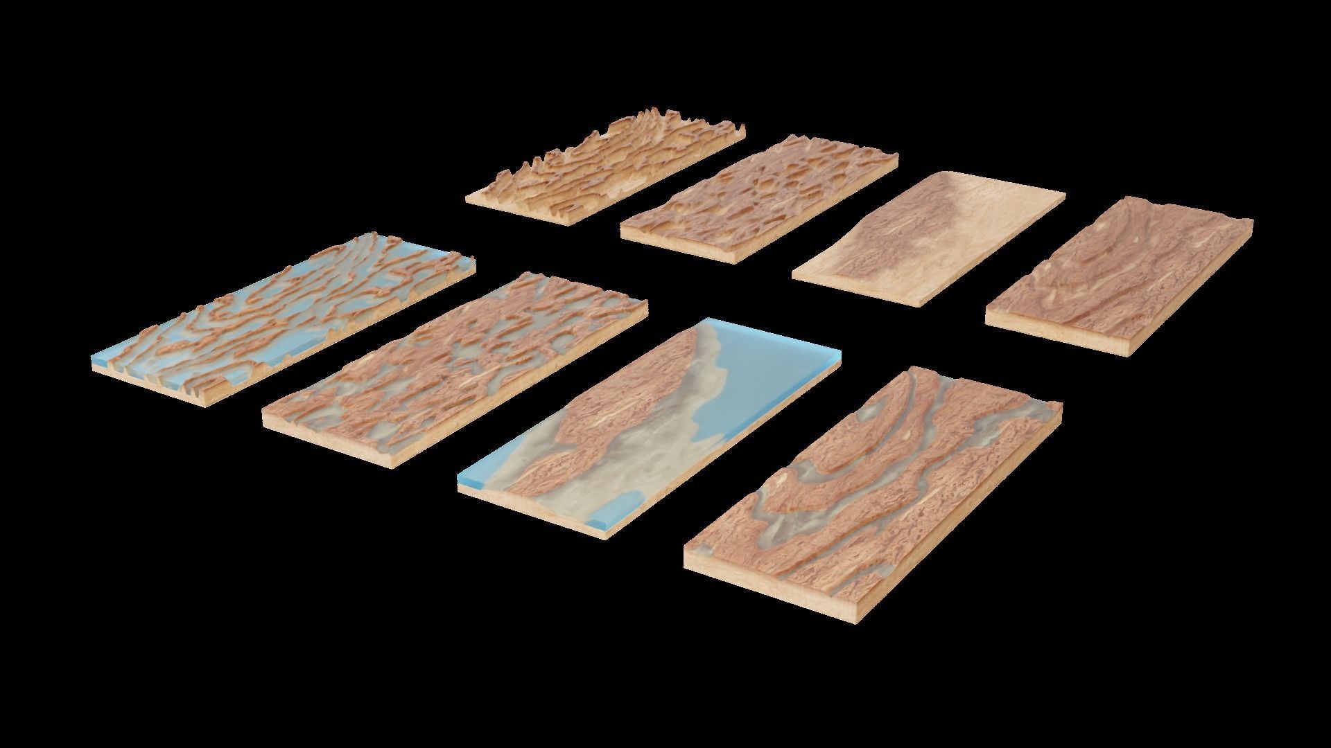 Resin Wood Table Panel modern abstract style 3D model_17