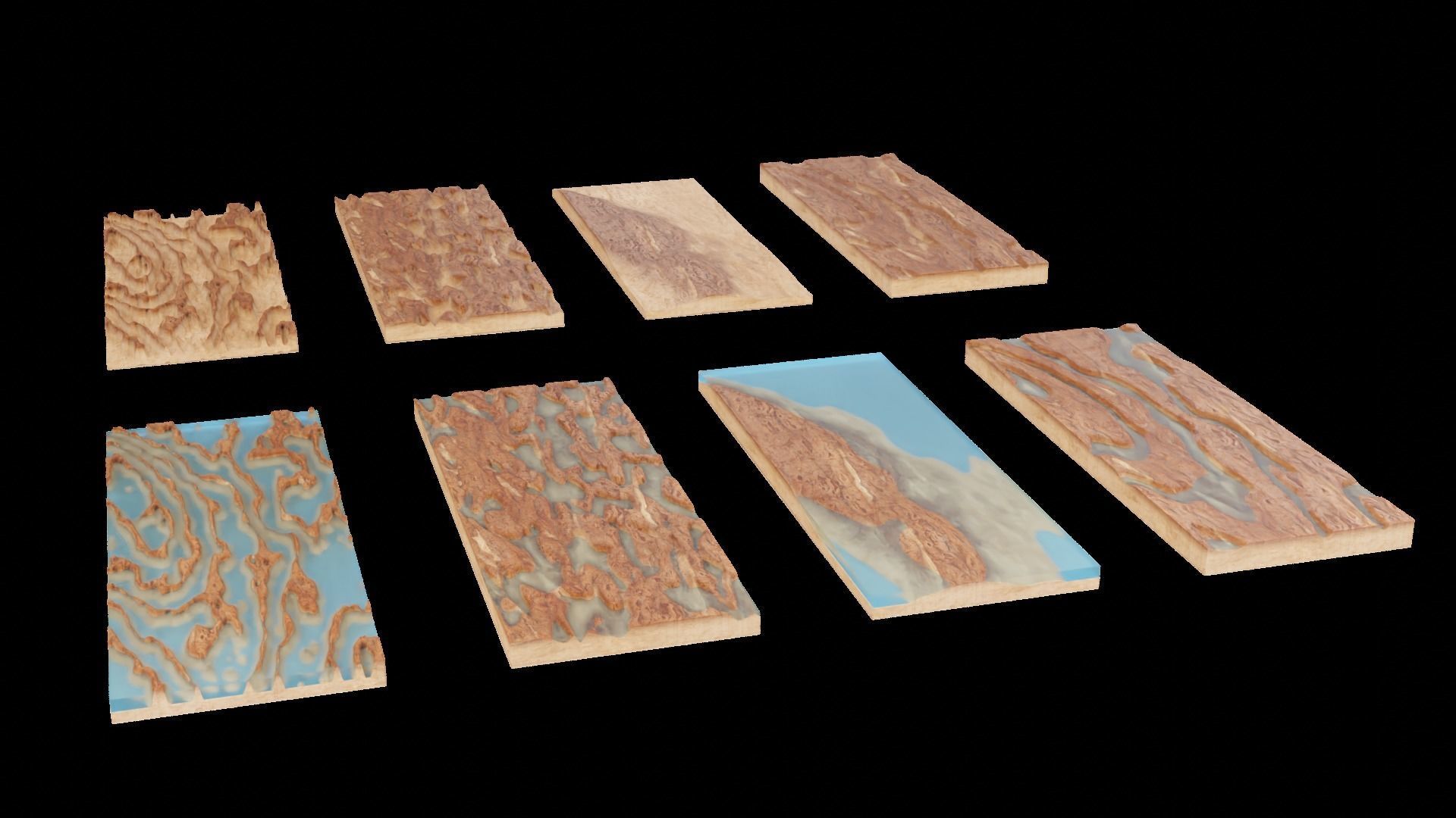 Resin Wood Table Panel modern abstract style 3D model_14