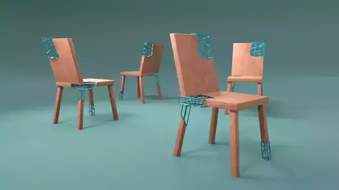 Wooden Chair with Steel Inserts
