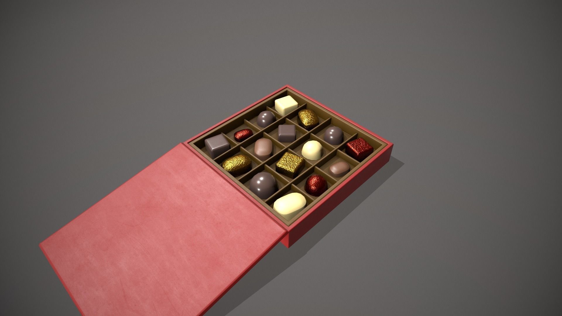 Christmas Red Box of Chocolates Low-poly 3D model_3