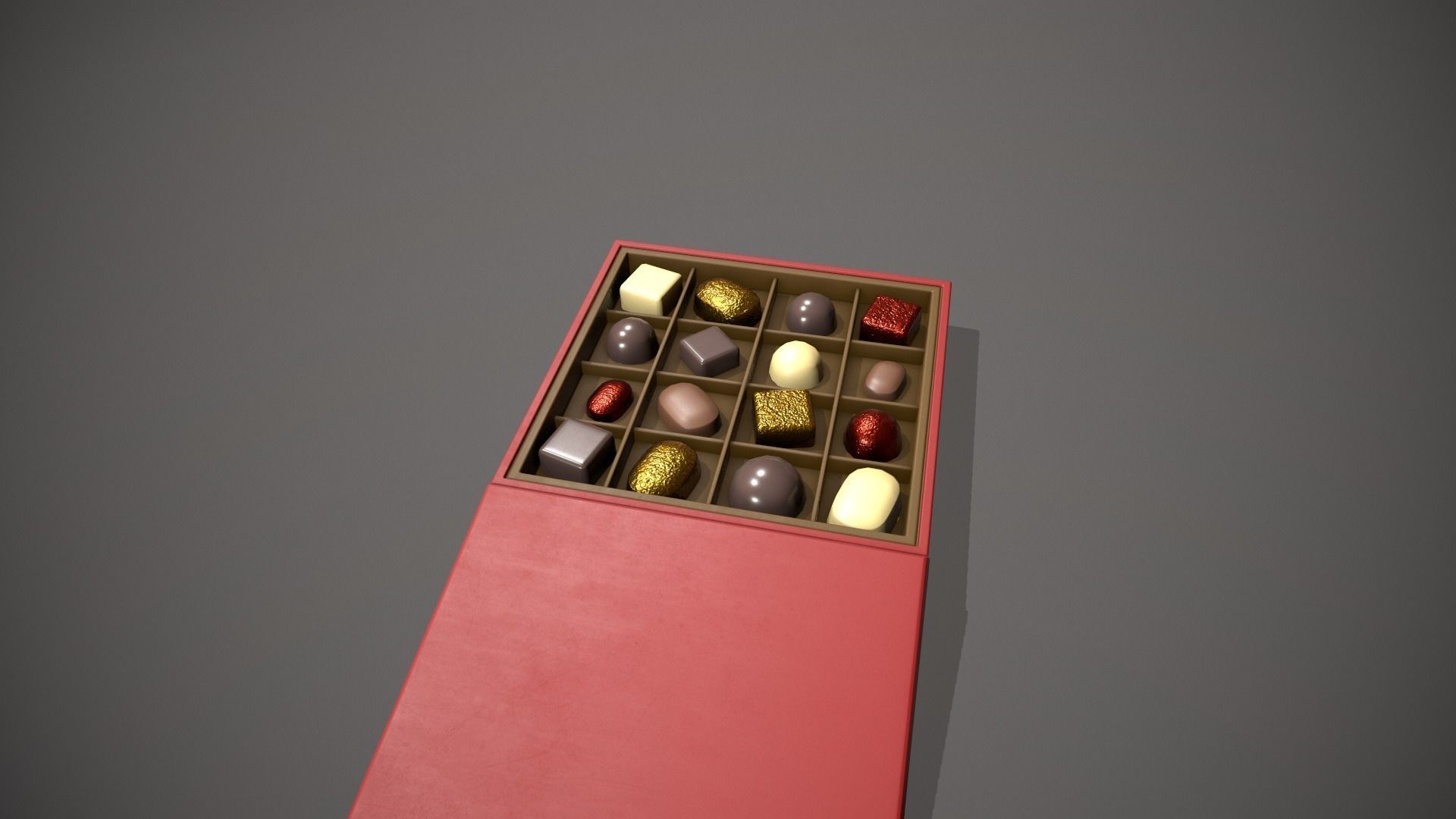 Christmas Red Box of Chocolates Low-poly 3D model_4