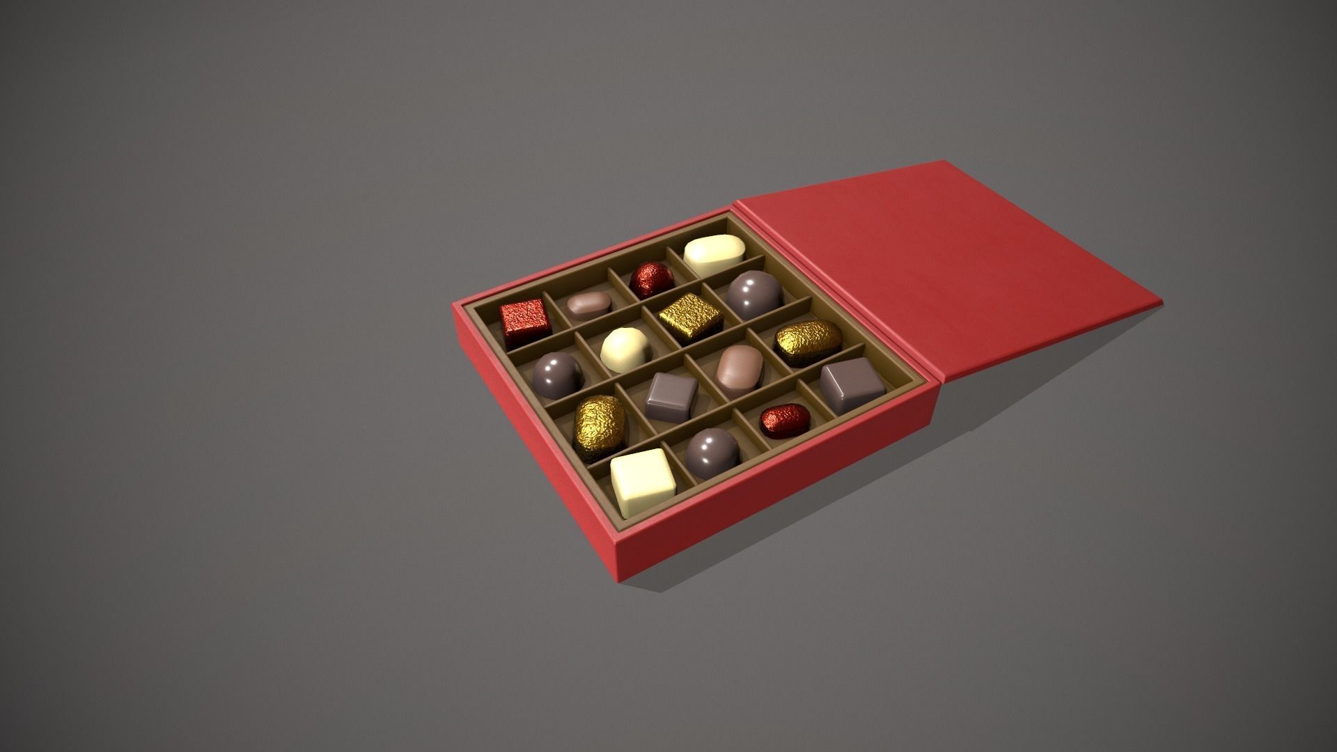 Christmas Red Box of Chocolates Low-poly 3D model_8