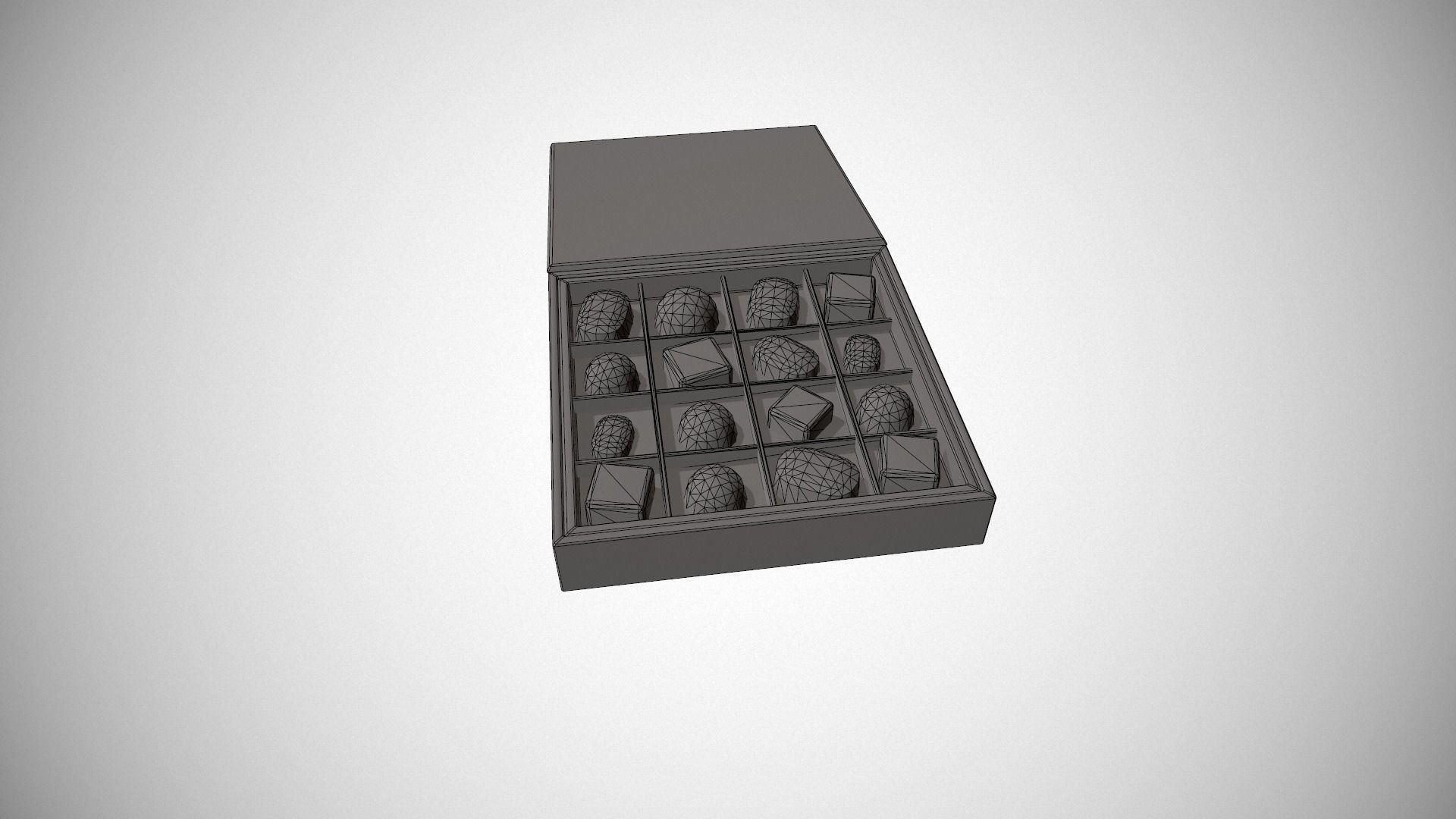 Christmas Red Box of Chocolates Low-poly 3D model_22