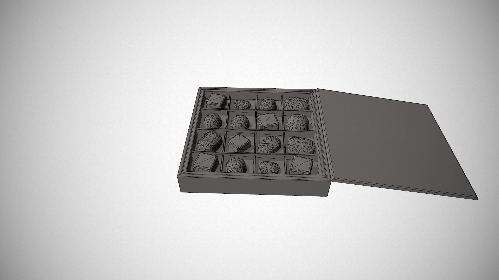 Christmas Red Box of Chocolates Low-poly 3D model_19