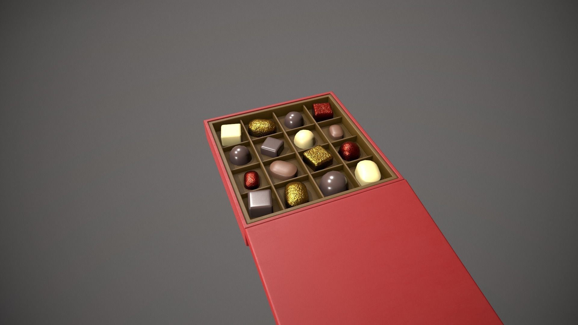 Christmas Red Box of Chocolates Low-poly 3D model_5
