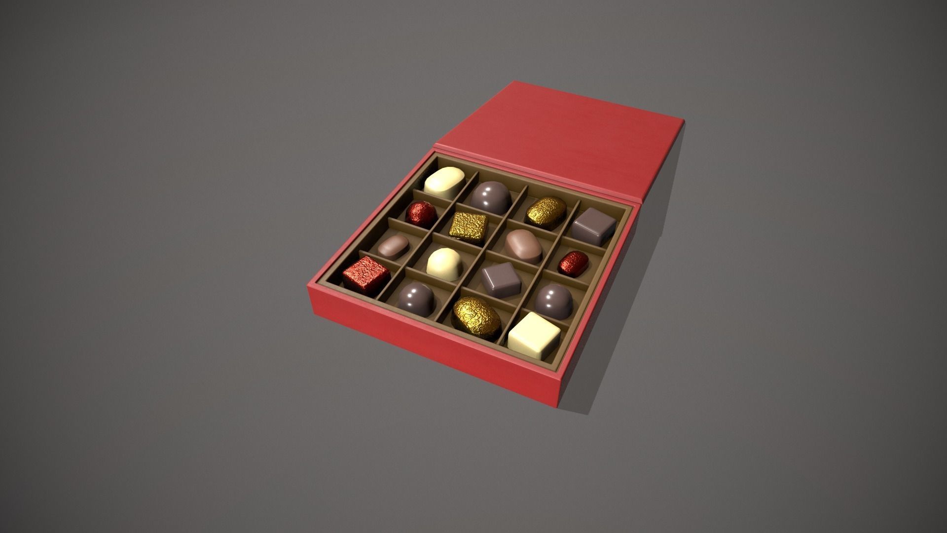 Christmas Red Box of Chocolates Low-poly 3D model_9
