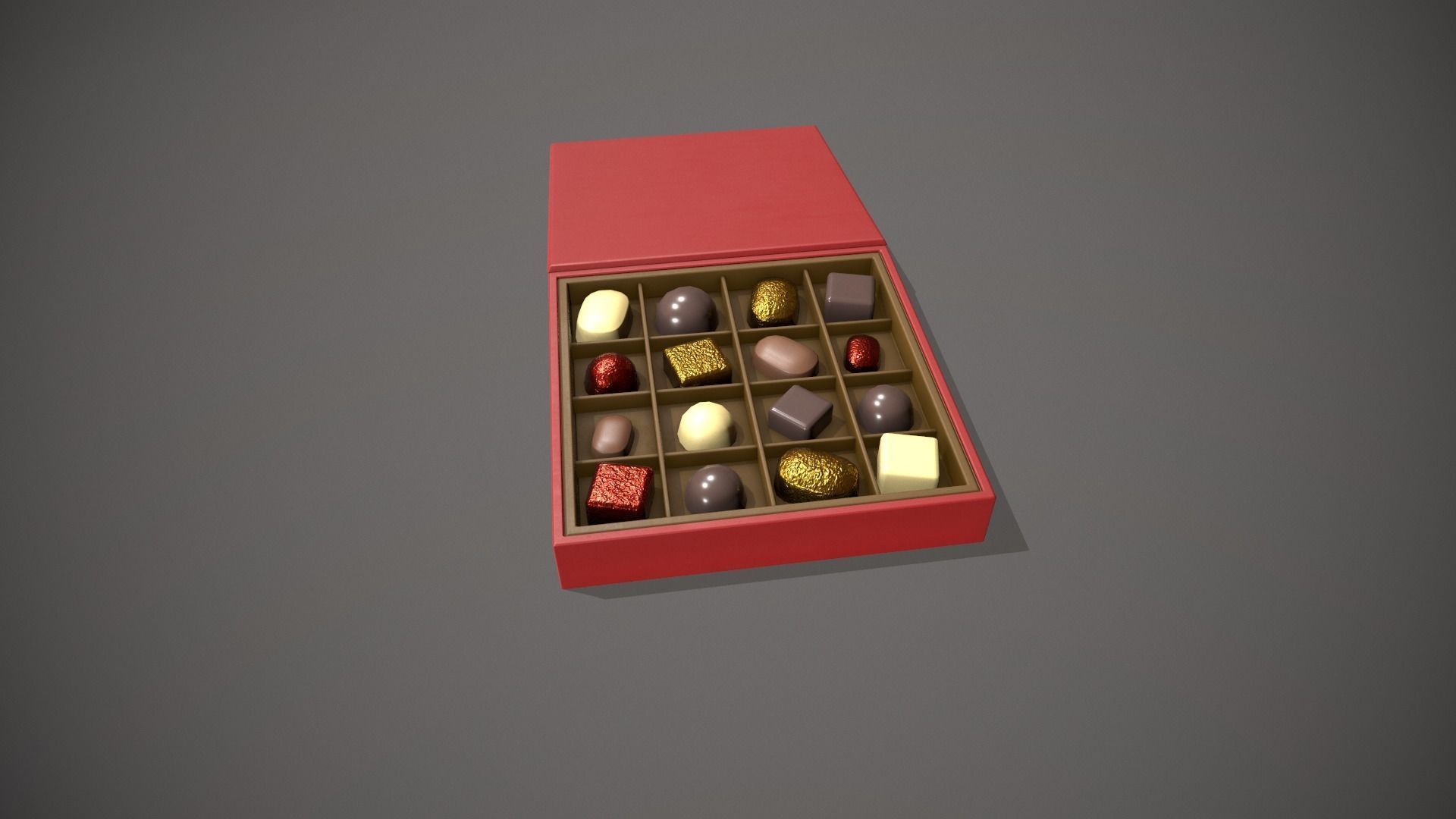 Christmas Red Box of Chocolates Low-poly 3D model_10