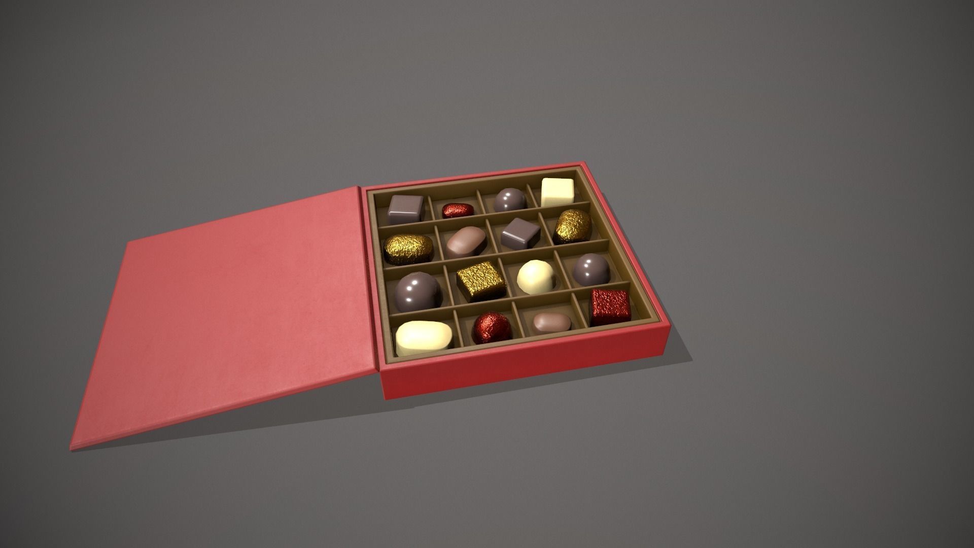 Christmas Red Box of Chocolates Low-poly 3D model_2