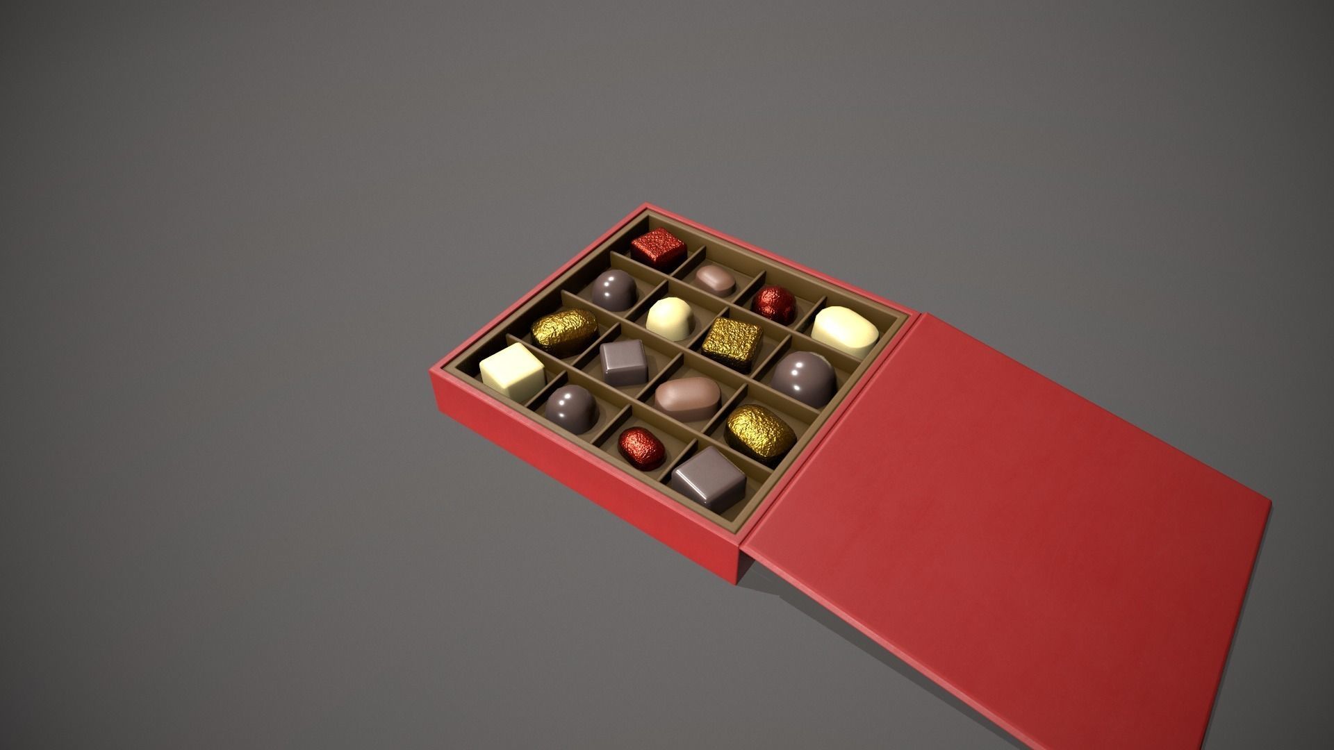 Christmas Red Box of Chocolates Low-poly 3D model_6