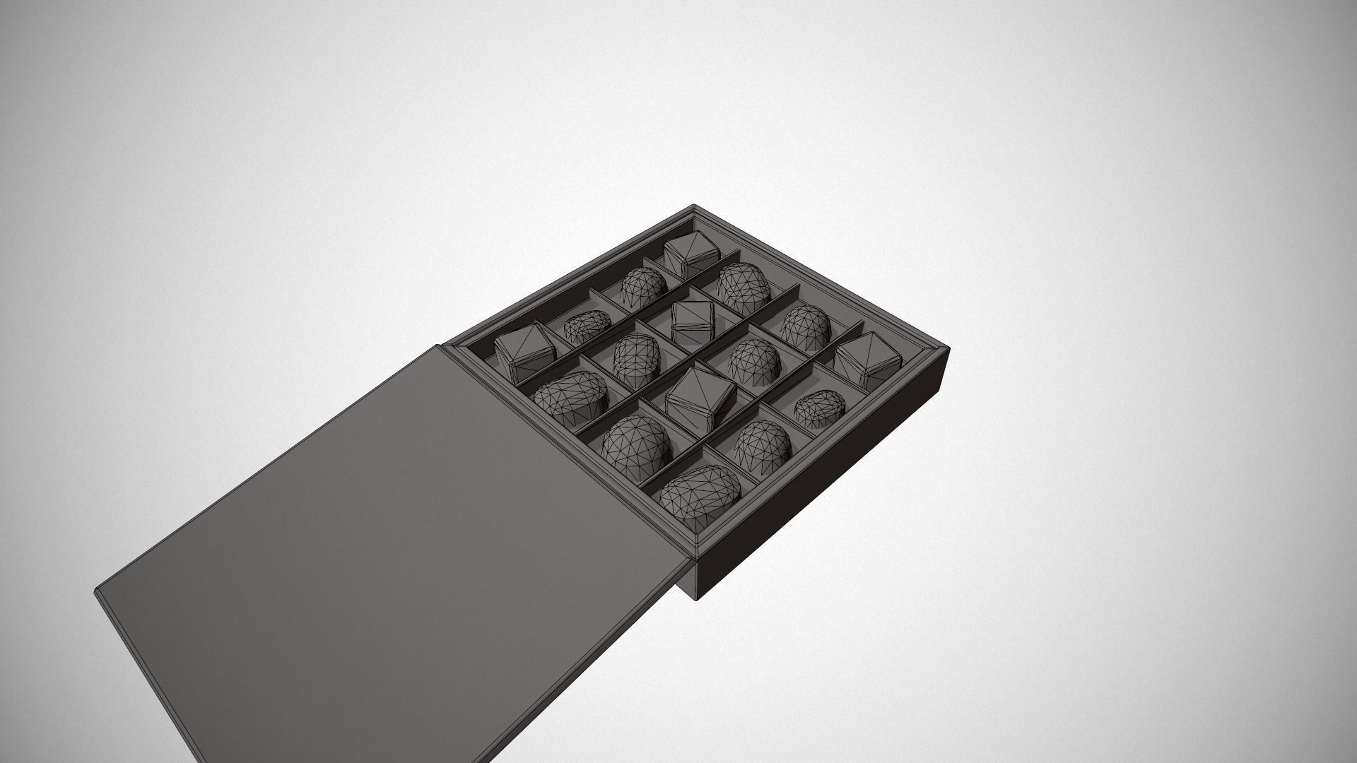 Christmas Red Box of Chocolates Low-poly 3D model_15