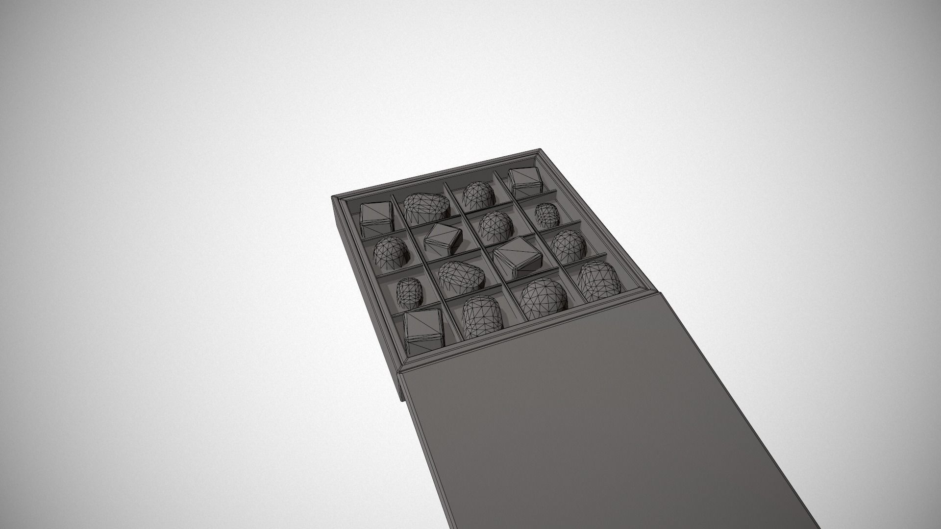 Christmas Red Box of Chocolates in Gold Foil Low-poly 3D model_17