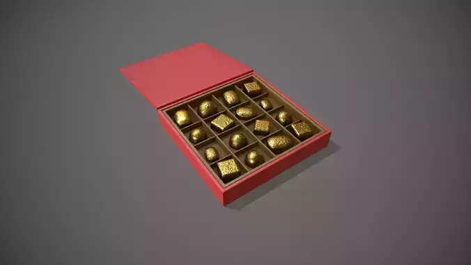 Christmas Red Box of Chocolates in Gold Foil