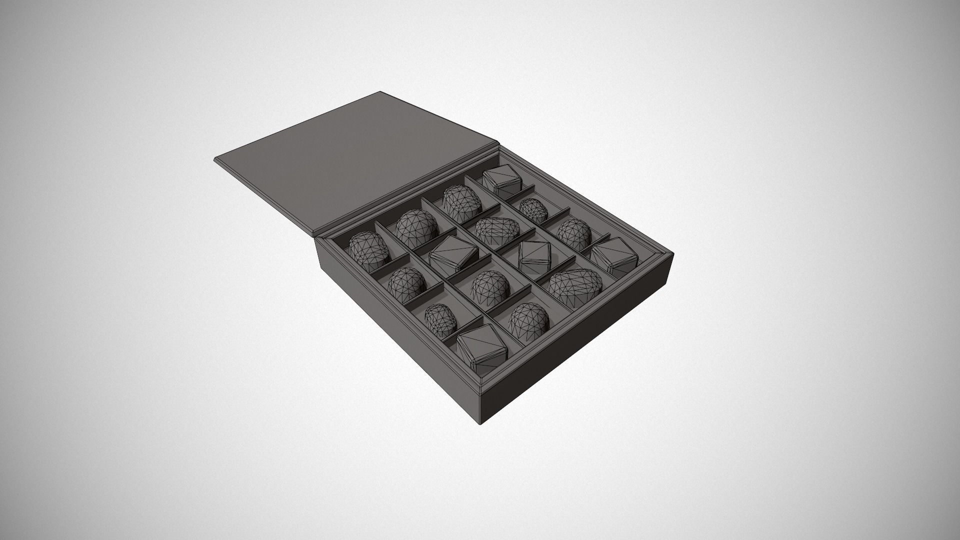 Christmas Red Box of Chocolates in Gold Foil Low-poly 3D model_23