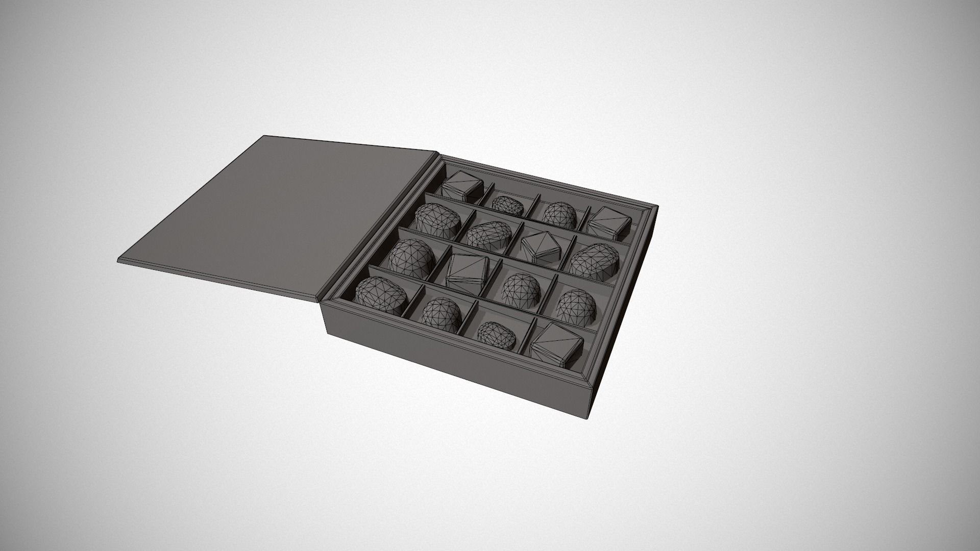 Christmas Red Box of Chocolates in Gold Foil Low-poly 3D model_13