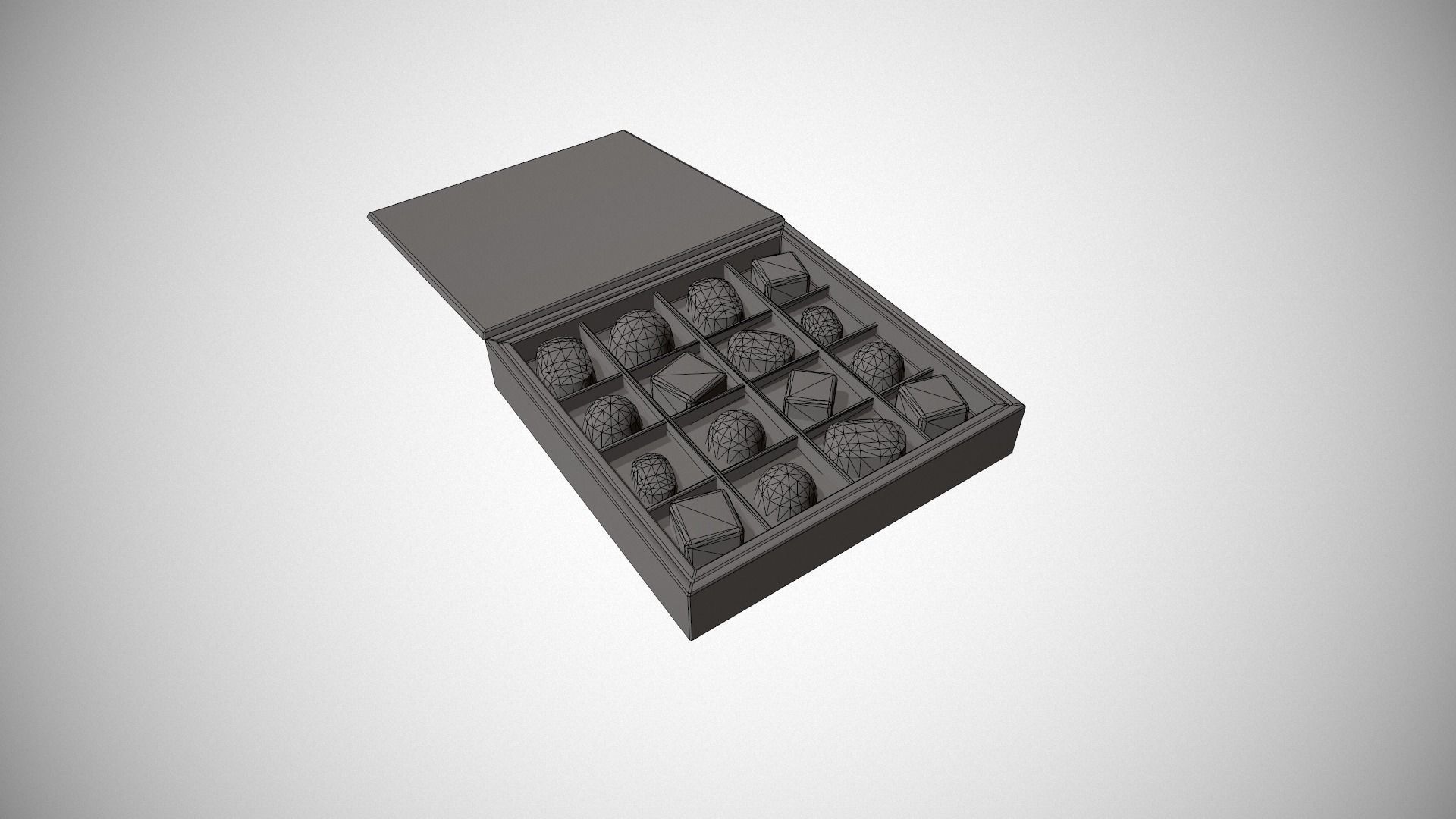 Christmas Red Box of Chocolates in Mixed Colour Foil Low-poly 3D model_12