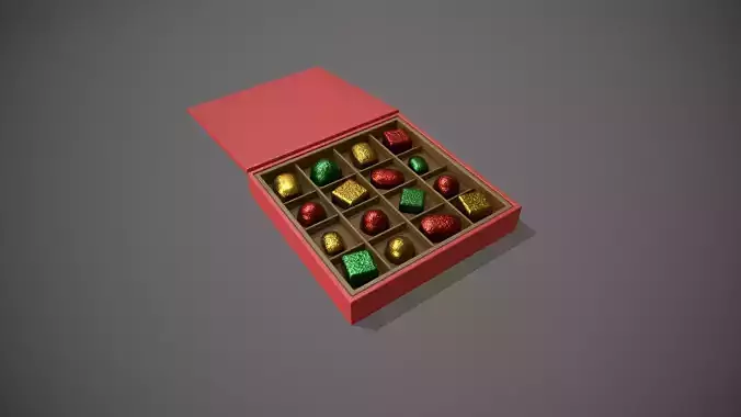 Christmas Red Box of Chocolates in Mixed Colour Foil