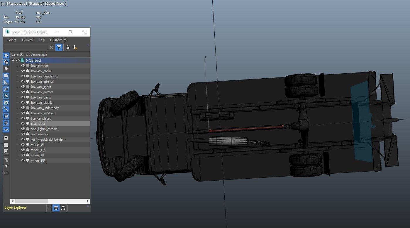 Industrial van box truck Low-poly 3D model_45