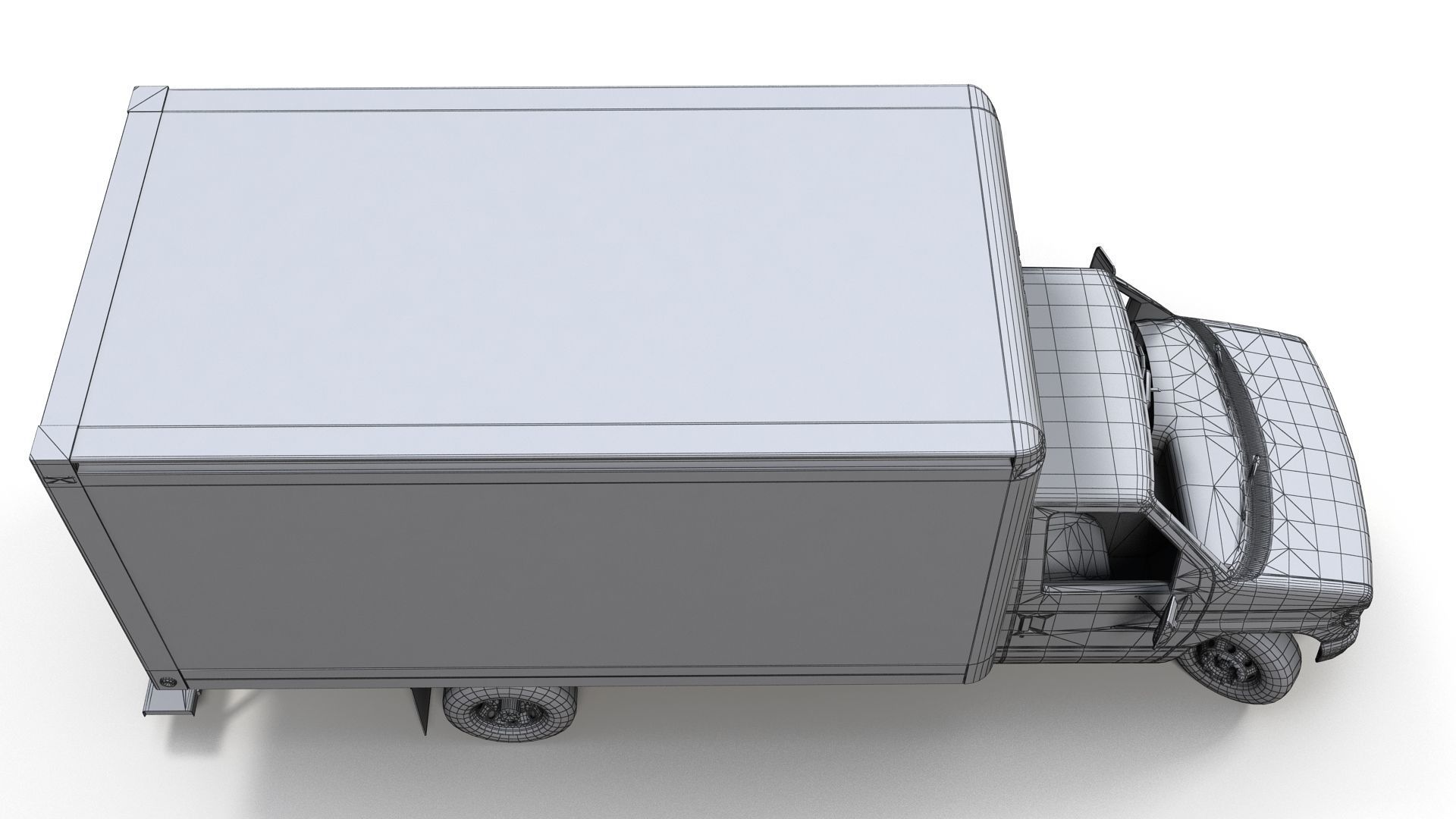 Industrial van box truck Low-poly 3D model_15