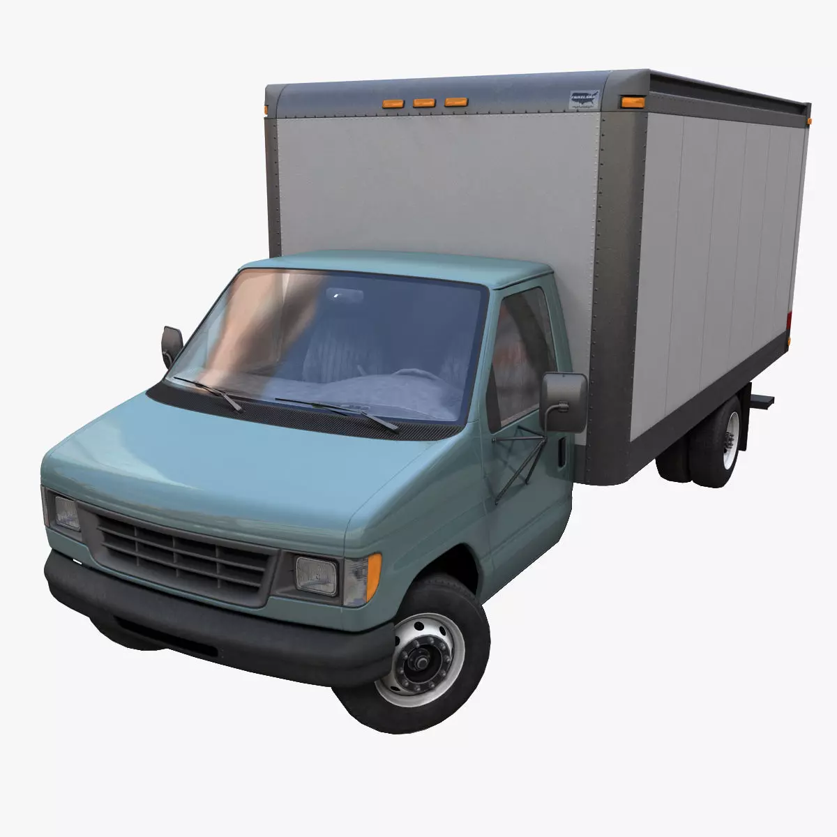 Industrial van box truck Low-poly 3D model_0
