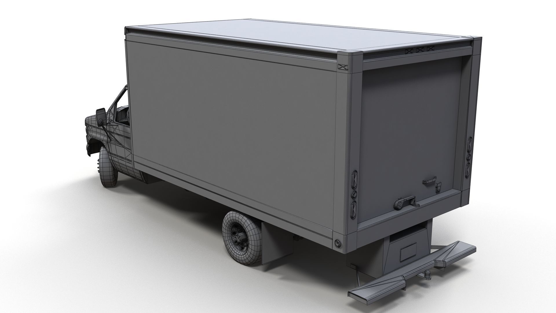 Industrial van box truck Low-poly 3D model_16