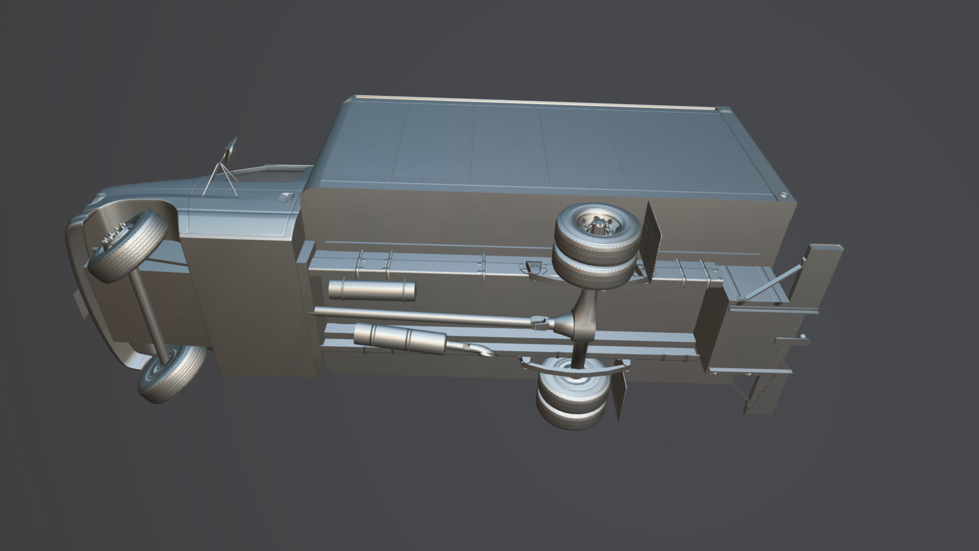 Industrial van box truck Low-poly 3D model_34