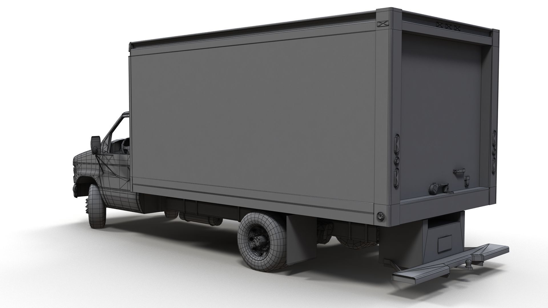 Industrial van box truck Low-poly 3D model_19