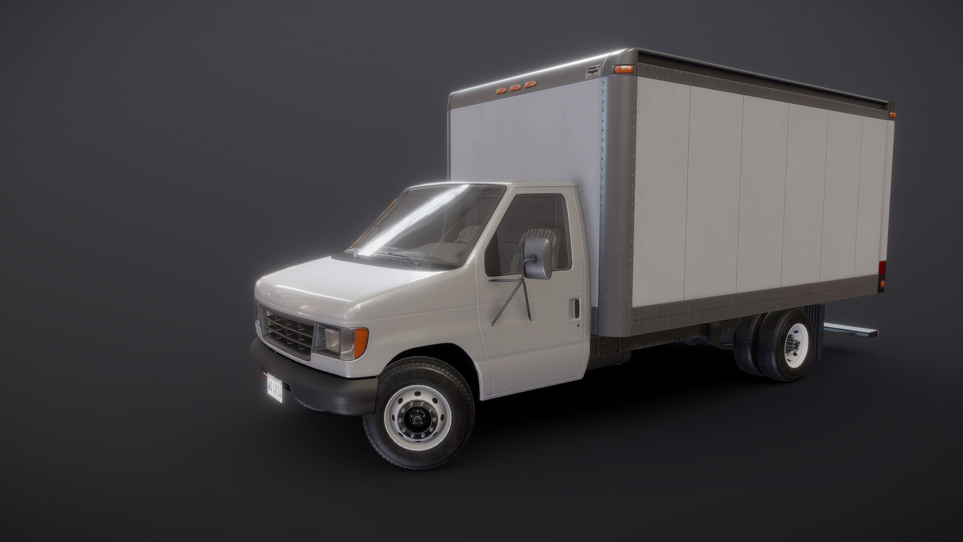 Industrial van box truck Low-poly 3D model_21